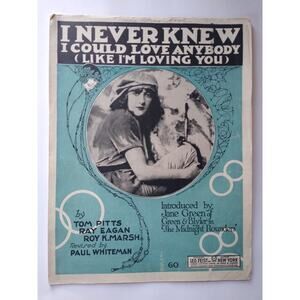I Never Knew Sheet Music Introduced by Jane Green Pitts Eagan Marsh 1921